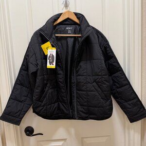 Roxy Women's Quilted Jacket Size S Black Lightweight Outerwear Casual (NEW)